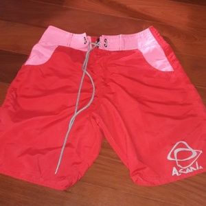 Red and pink men's athletic shorts